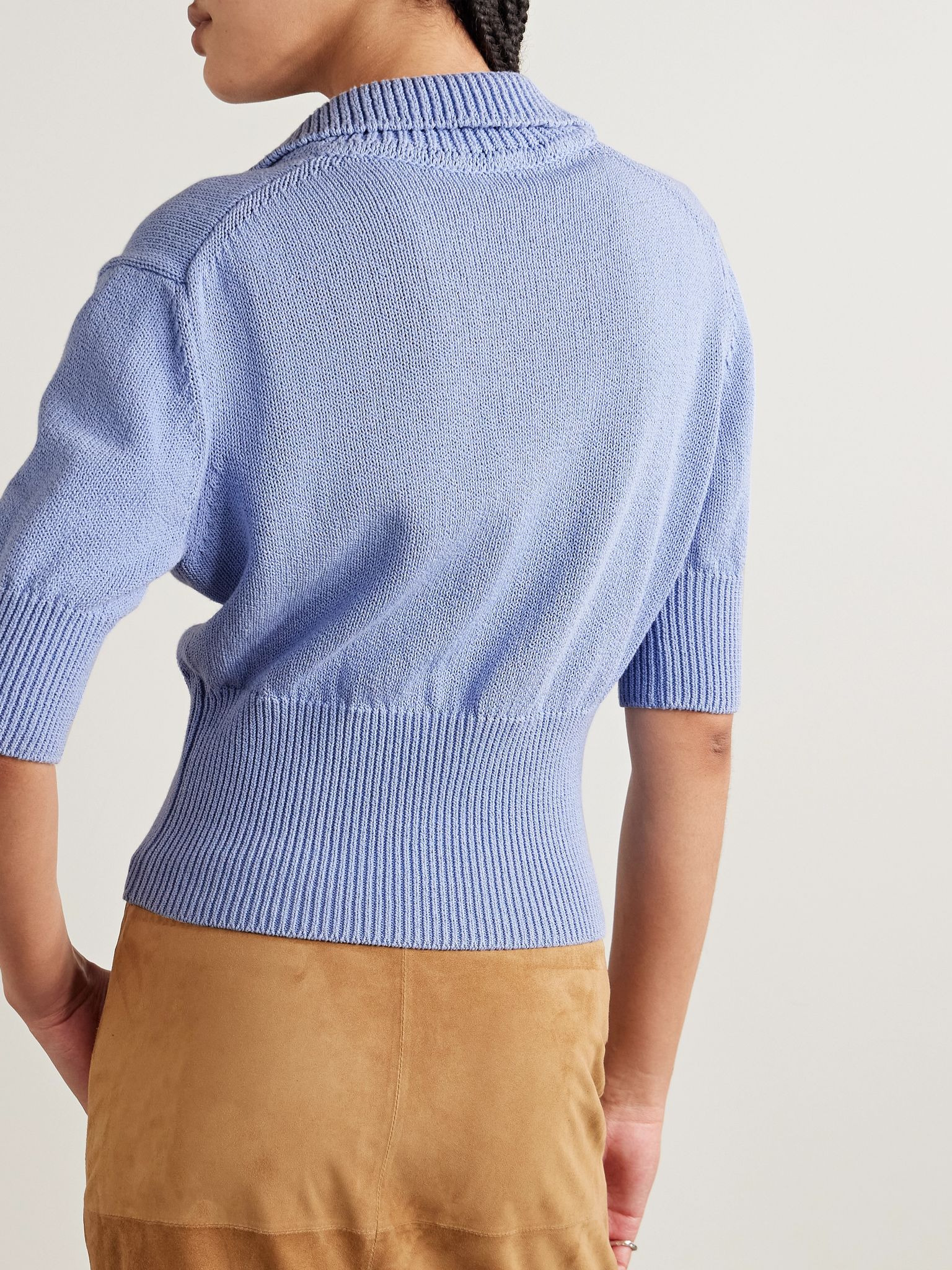 Reeve cotton-blend polo sweater Light blue - 3