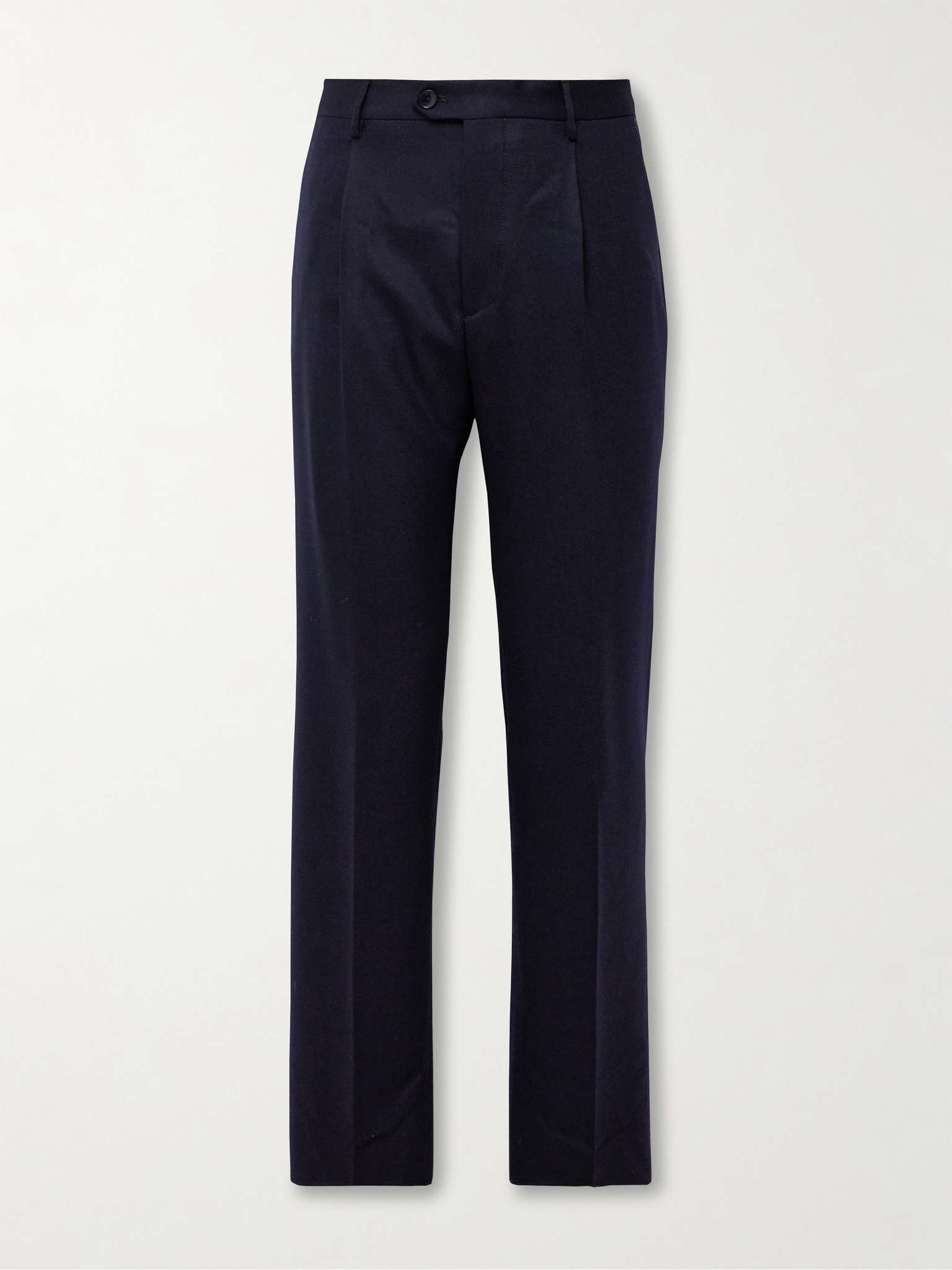 Straight-Leg Pleated Wool-Blend Flannel Trousers - 1