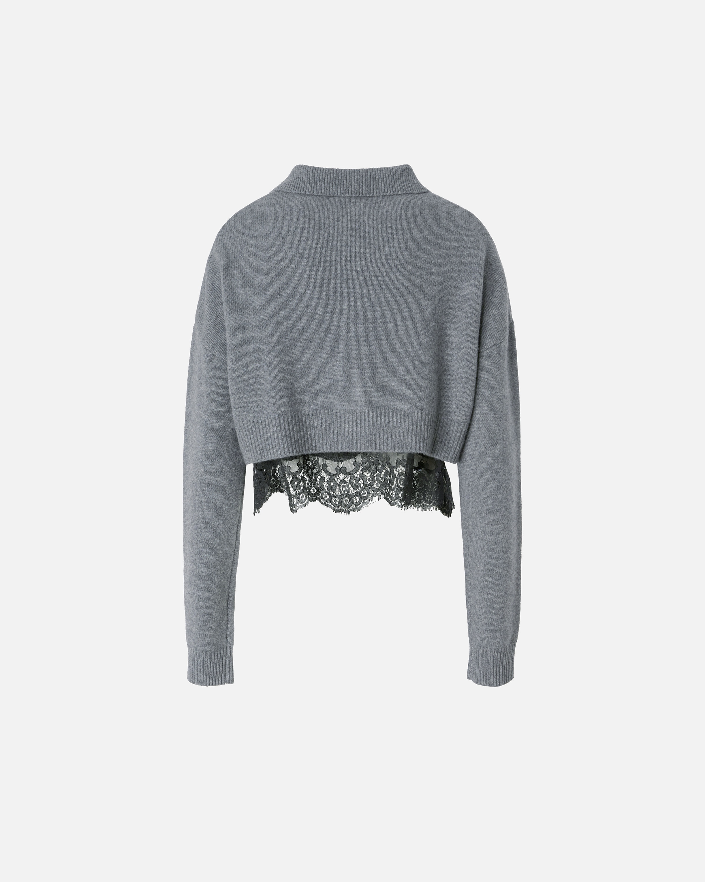 CASHMERE-BLEND CARDIGAN WITH SATIN AND LACE TOP - 6