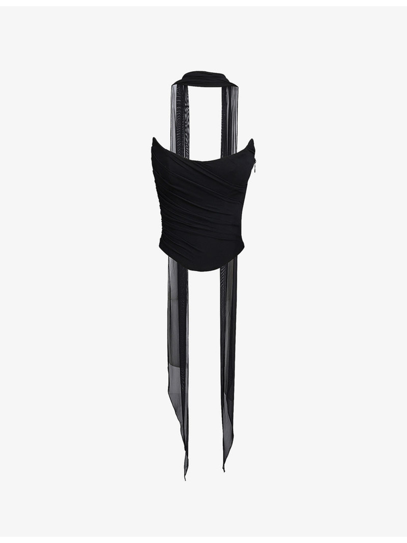 Hallie strapless stretch-woven corset with neck scarf 1