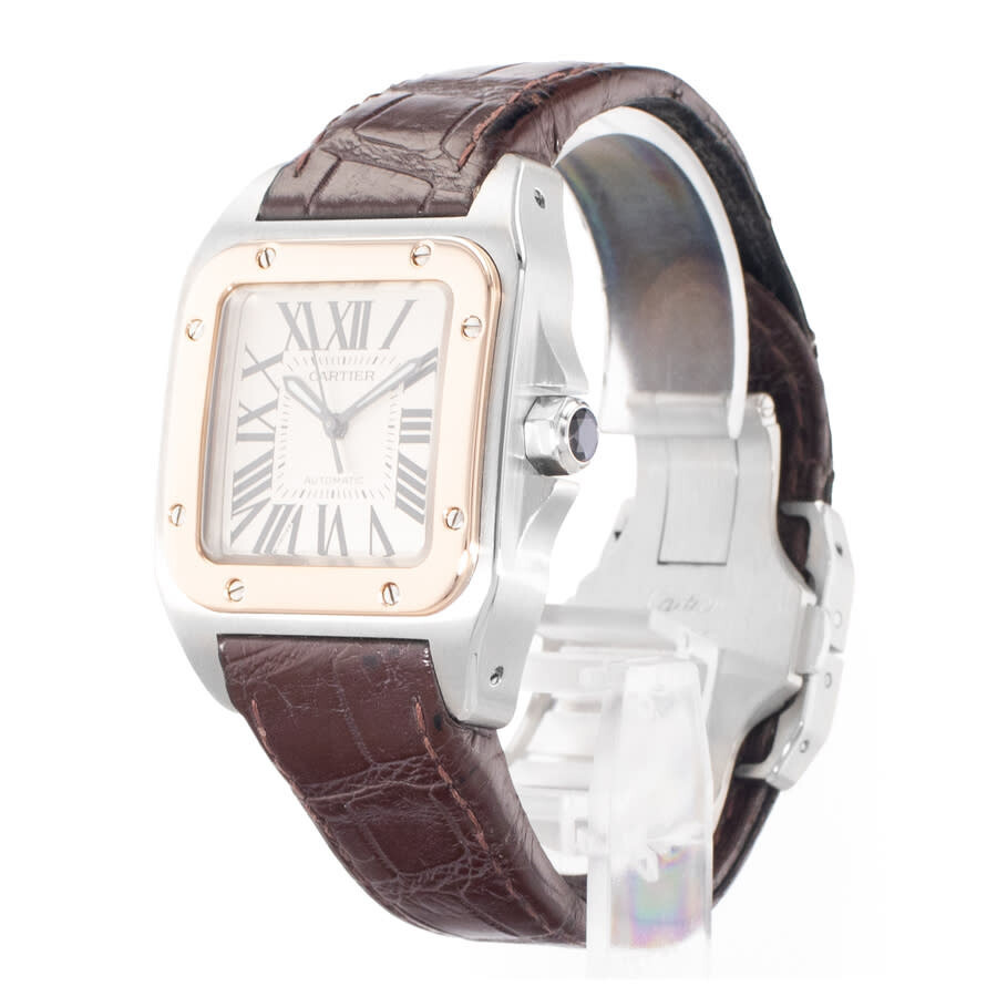 Pre-owned Cartier Santos 100 Automatic Silver Dial Men's Watch W20107X7 - 4
