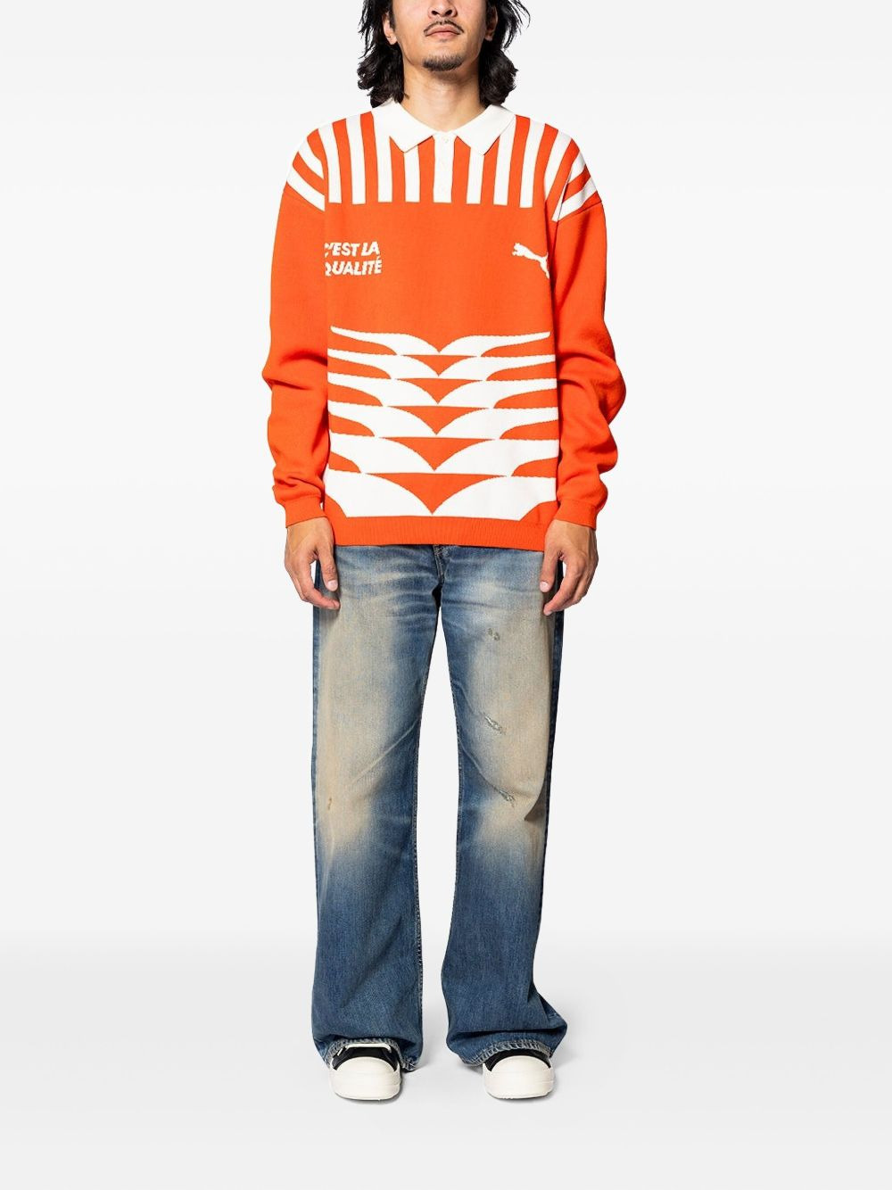 polo-neck graphic-print sweater - 2