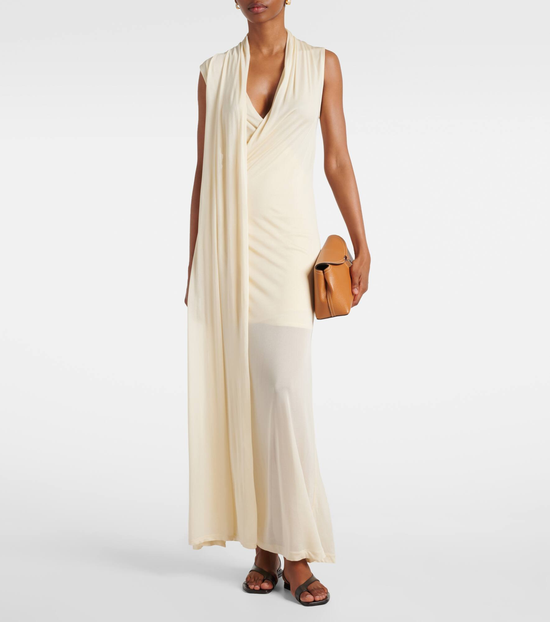 Draped scarf-detail jersey wrap dress - 2