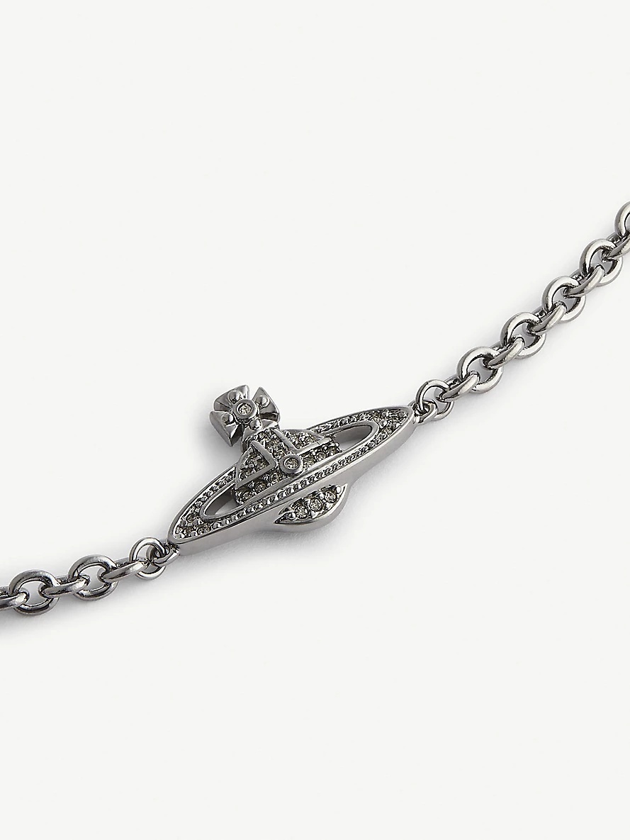 Mini Bas Relief gunmetal-tone and Swarovski crystal chain bracelet - 2