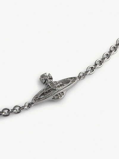 Vivienne Westwood Mini Bas Relief gunmetal-tone and Swarovski crystal chain bracelet outlook