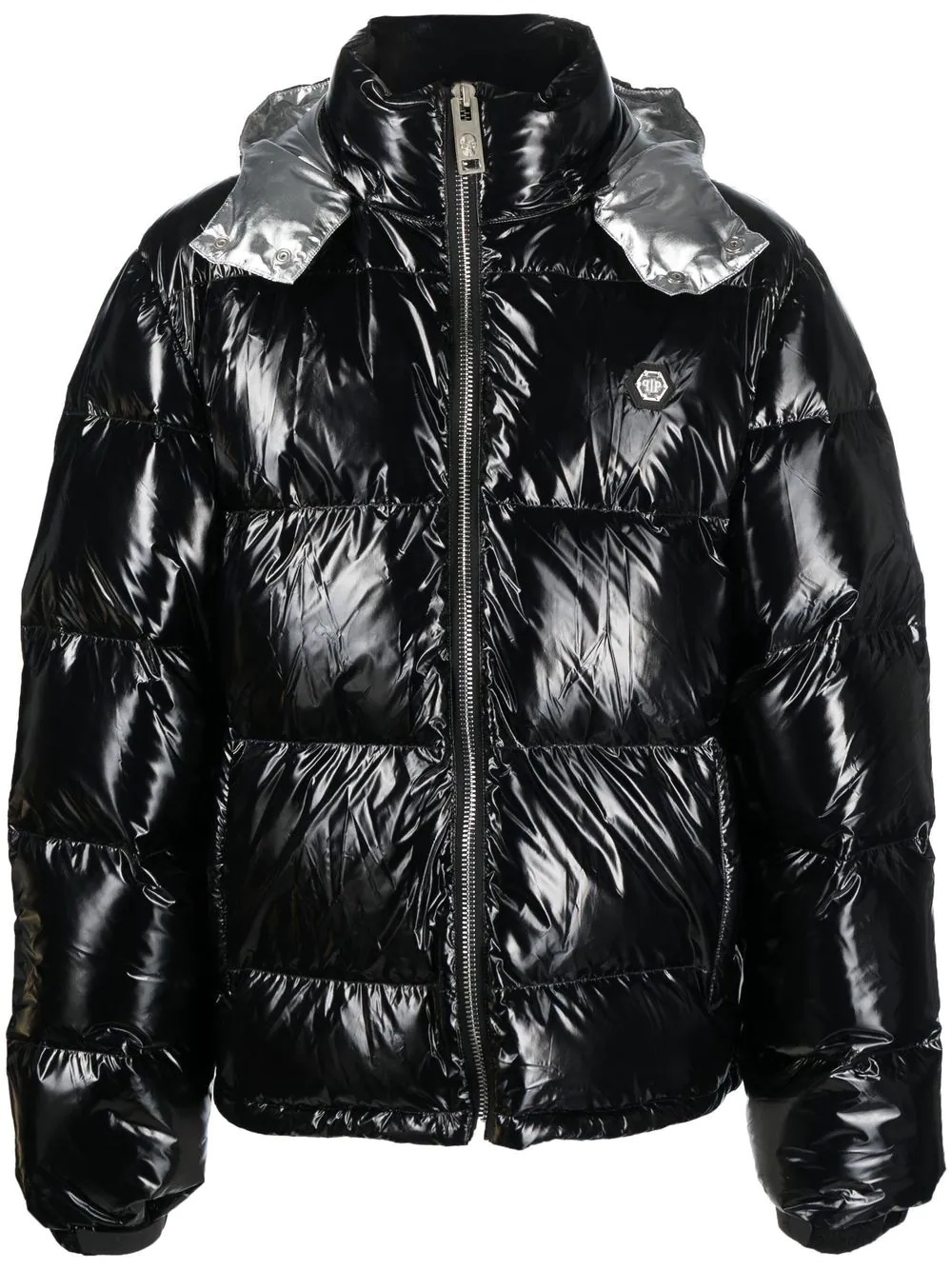 logo-print padded jacket - 1