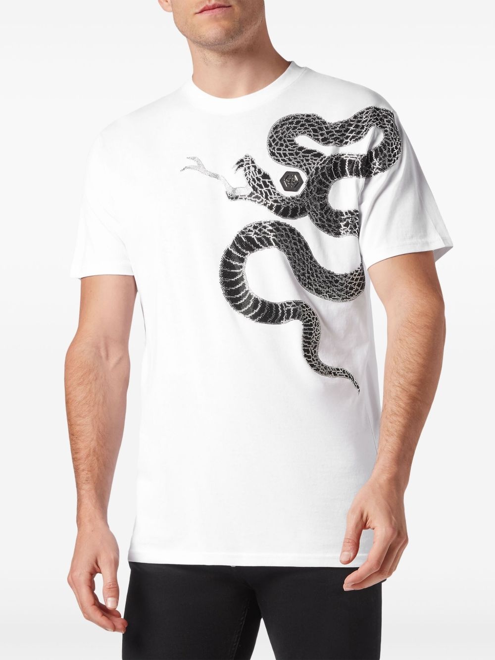 snake-embellished T-shirt - 3