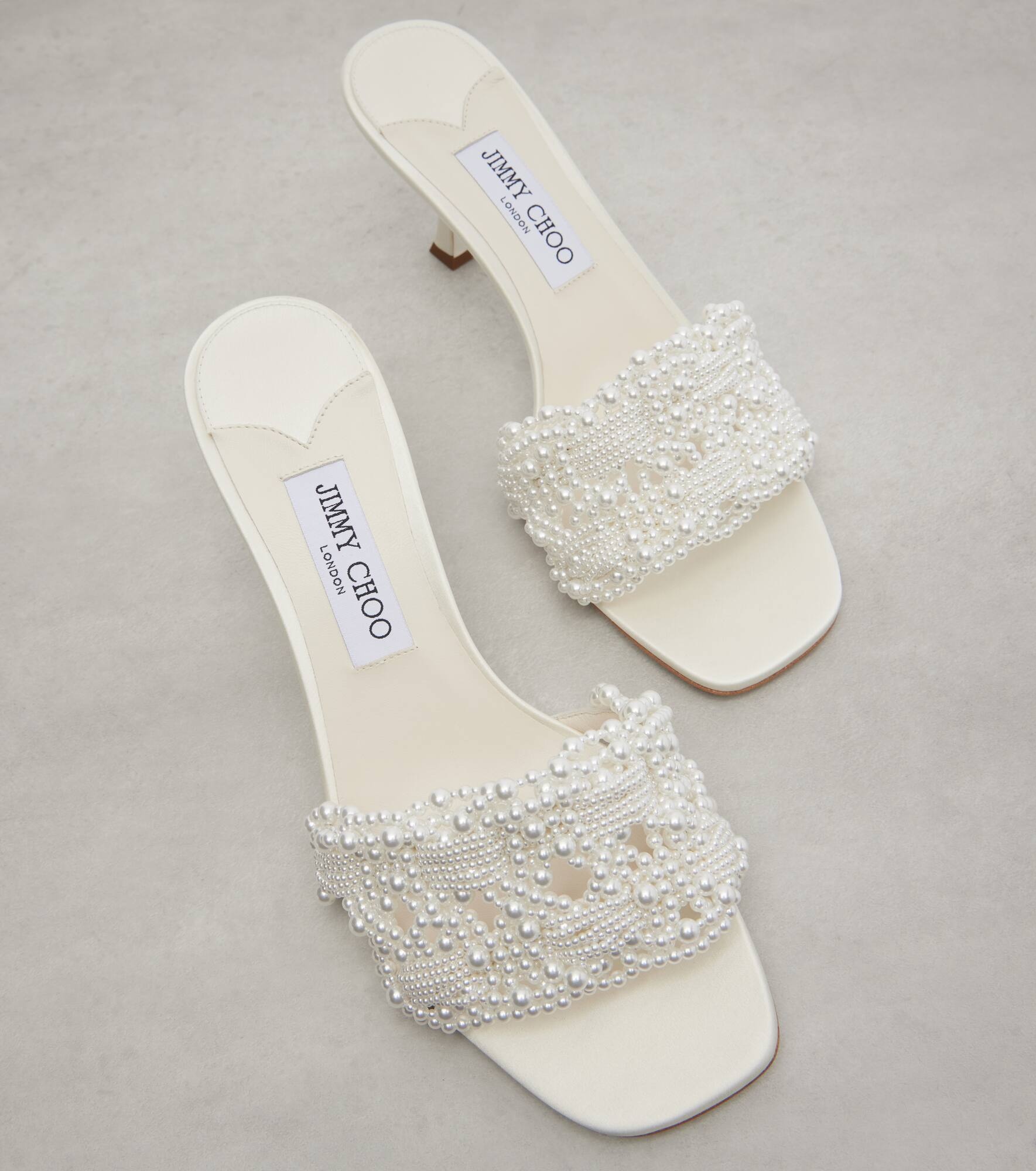 Cary 70 faux pearl-embellished satin mules - 5