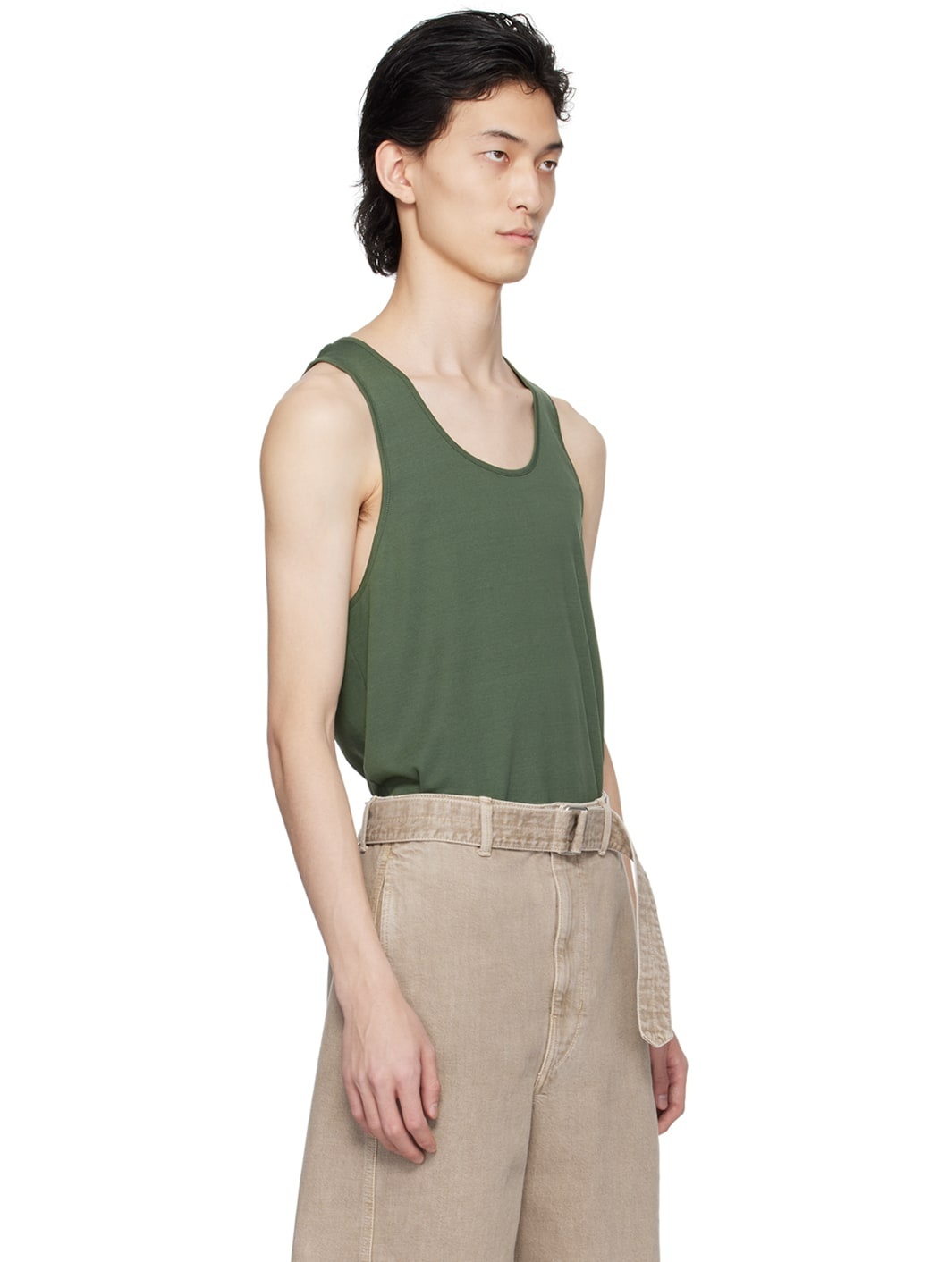 Green Scoop Neck Tank Top - 2