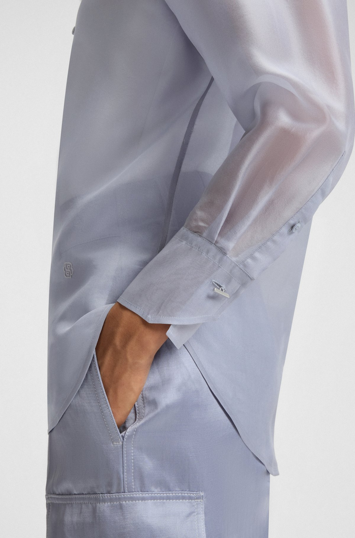 LONG-SLEEVED BLOUSE IN SILK ORGANZA - 6