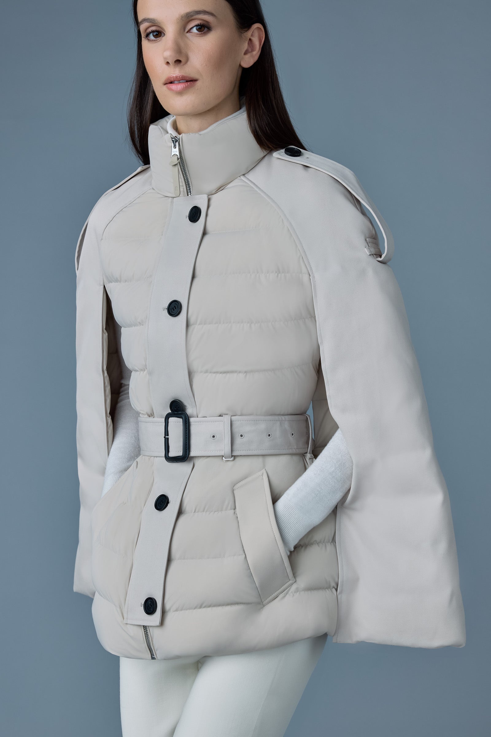 ADIE Strech lightweight cape-style down coat - 5