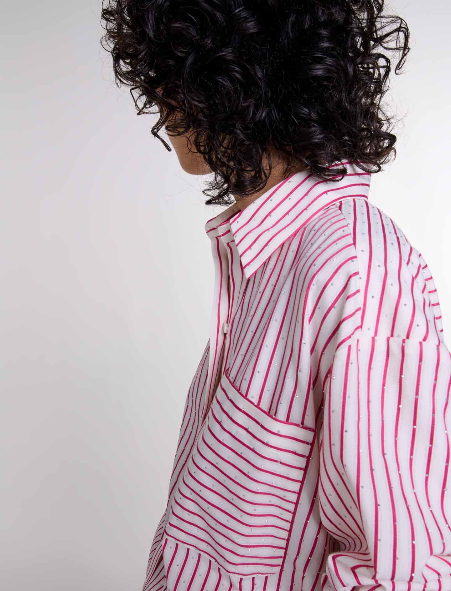 Striped rhinestone shirt - 8