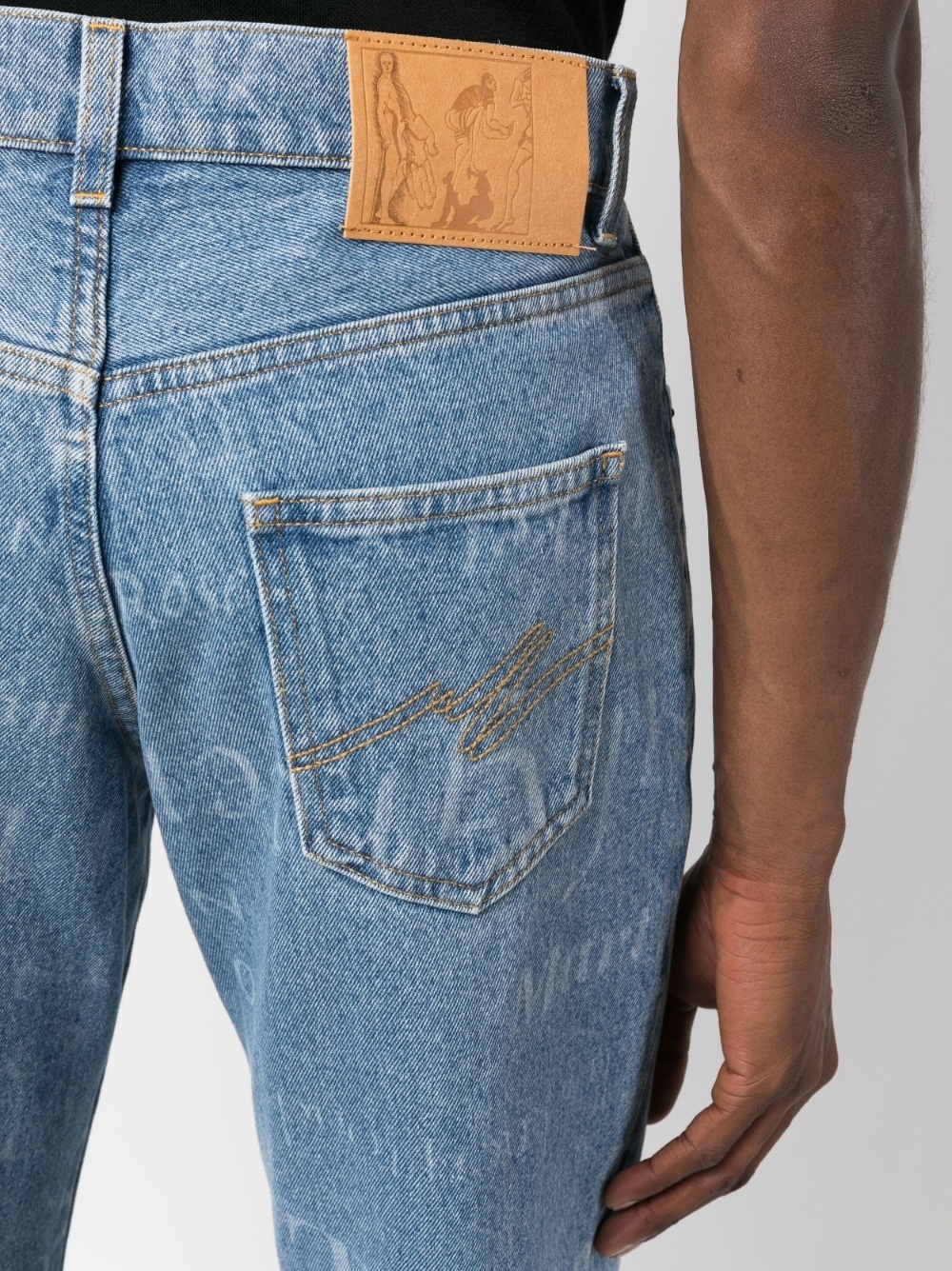 printed straight leg jeans - 5