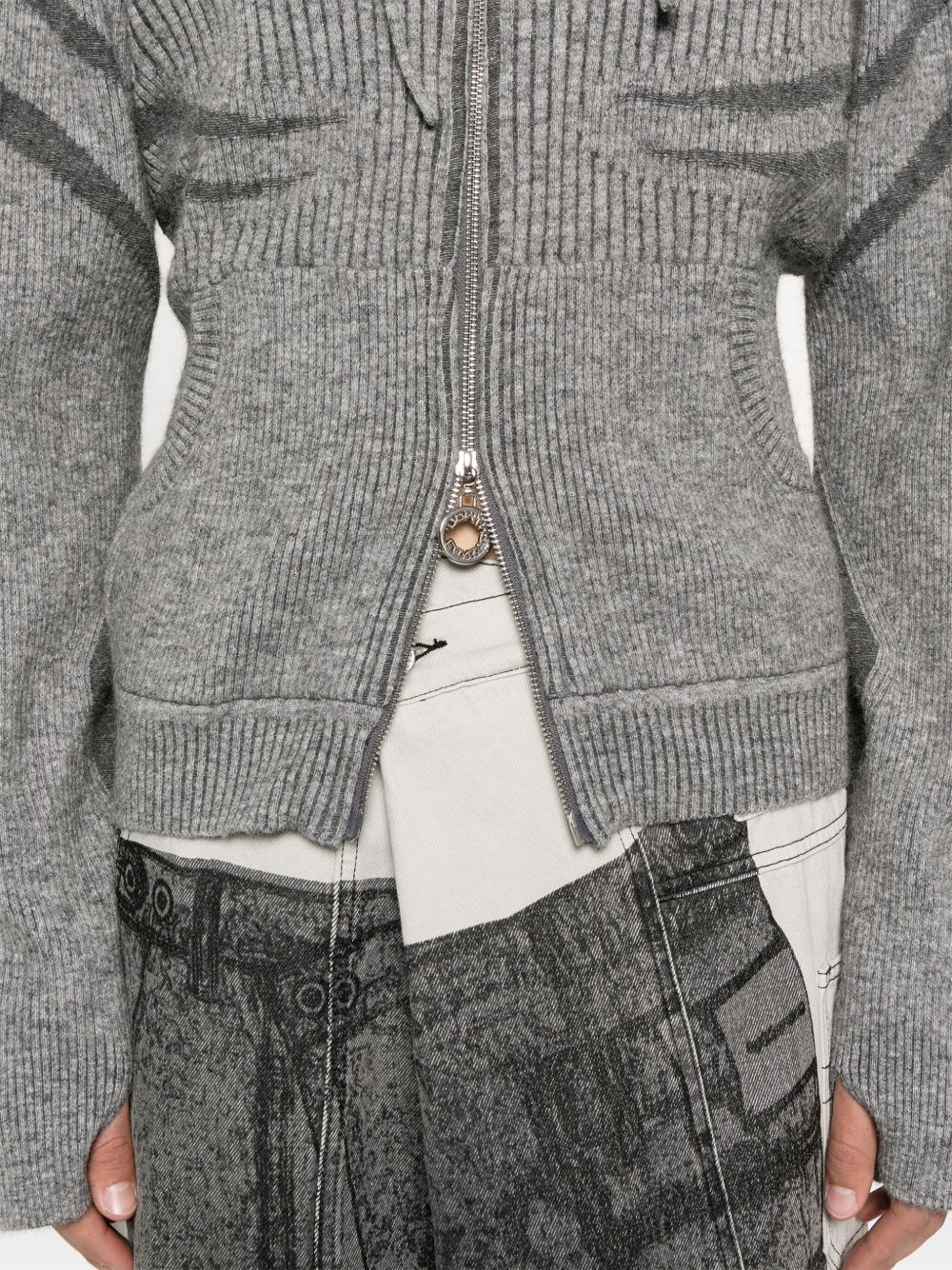 ribbed-knit hoodie - 5