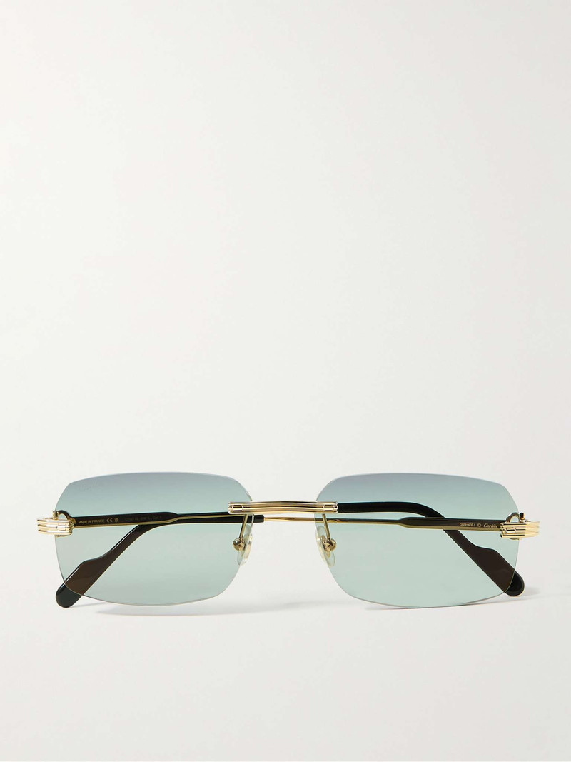 Rimless Rectangular-Frame Gold-Tone Sunglasses 1
