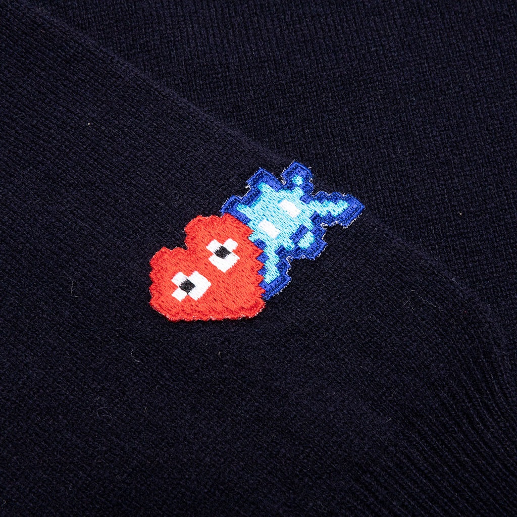 COMME DES GARCONS PLAY X THE ARTIST INVADER BUTTON CARDIGAN - NAVY - 3