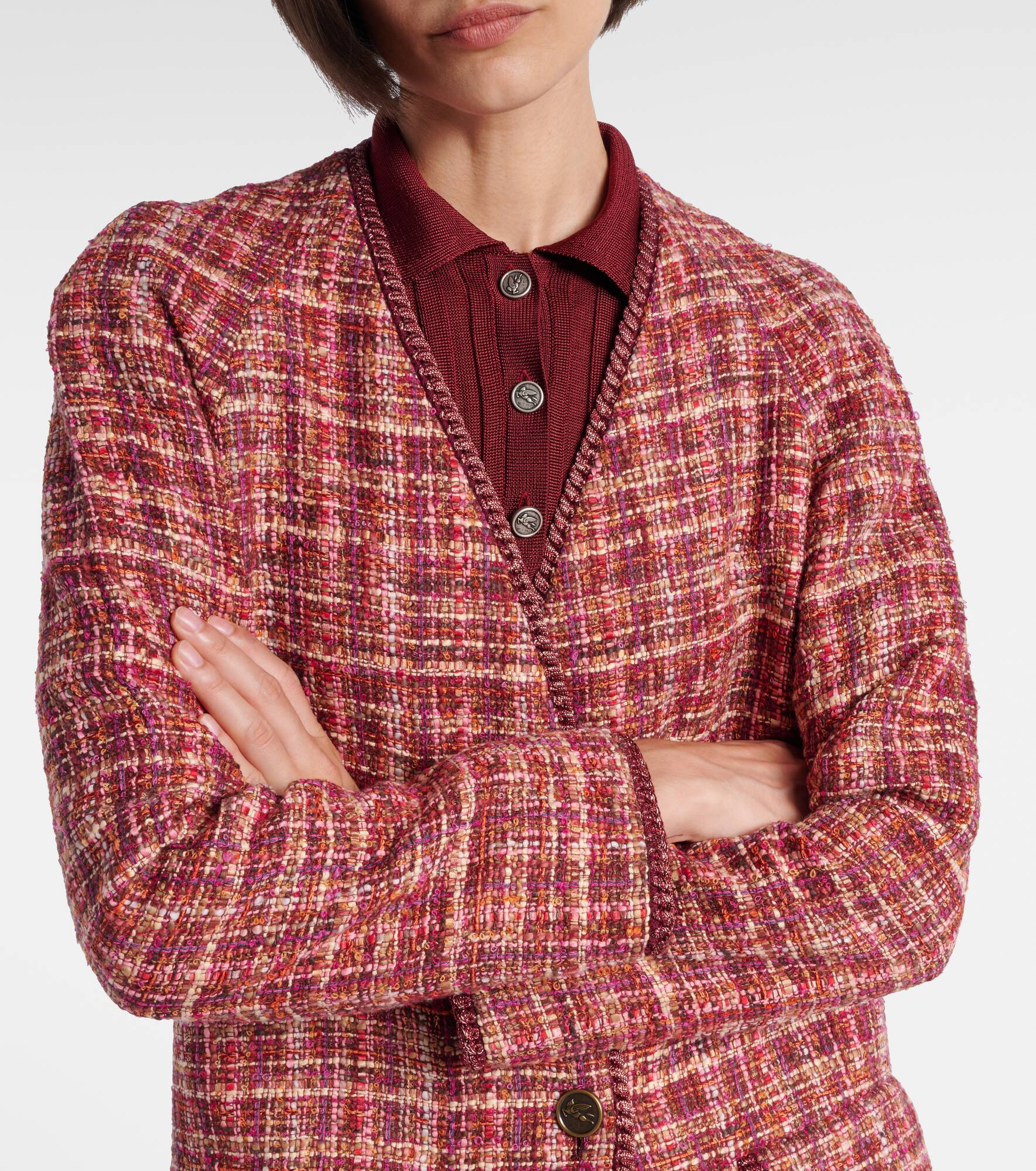 Checked cotton and wool-blend coat - 4