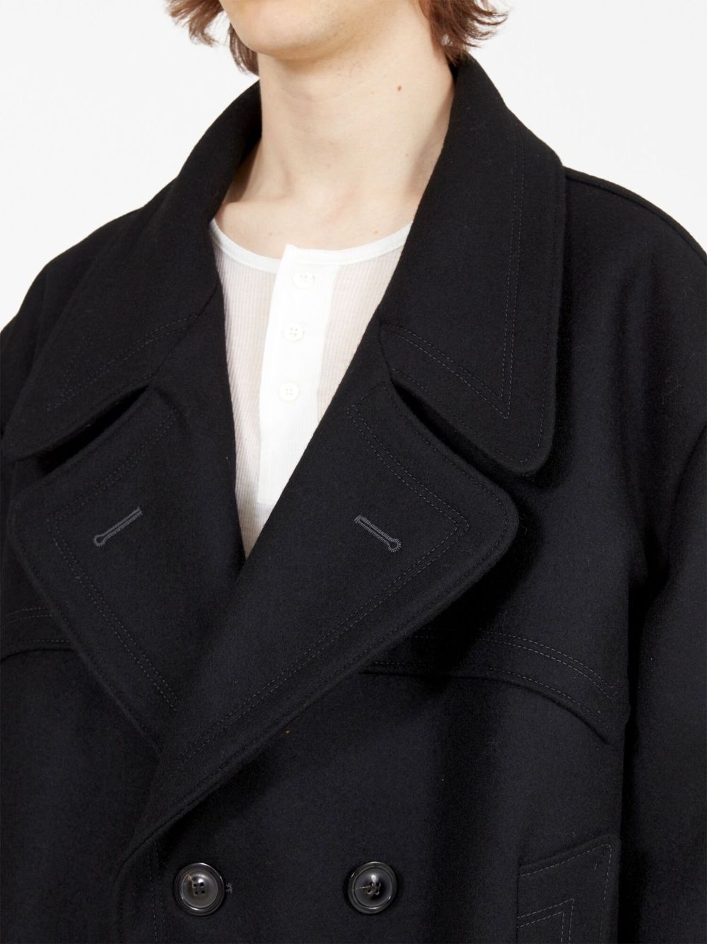 double-breasted wool-blend coat - 6