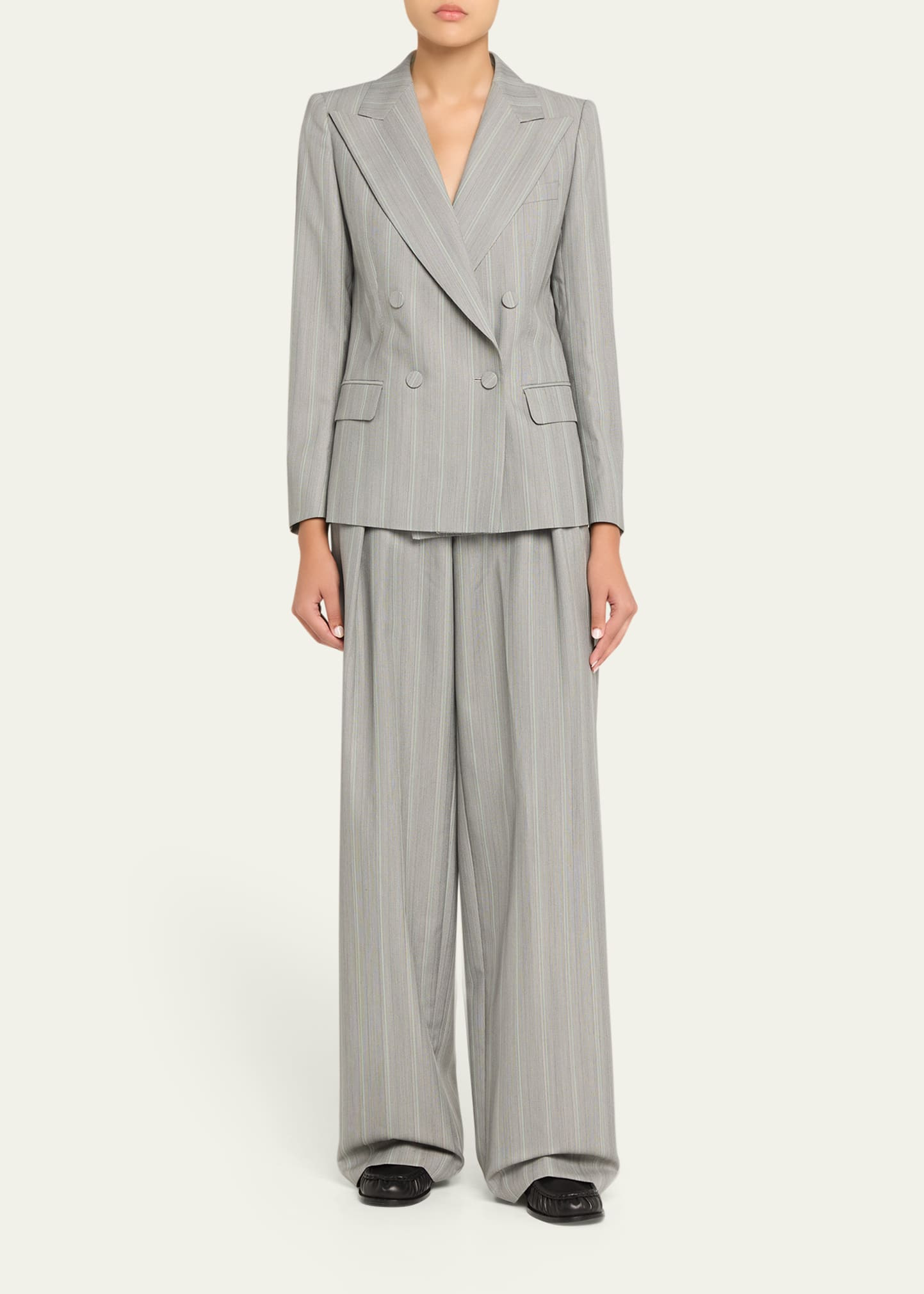 Peaches Belted Pinstripe Wide-Leg Pants - 2