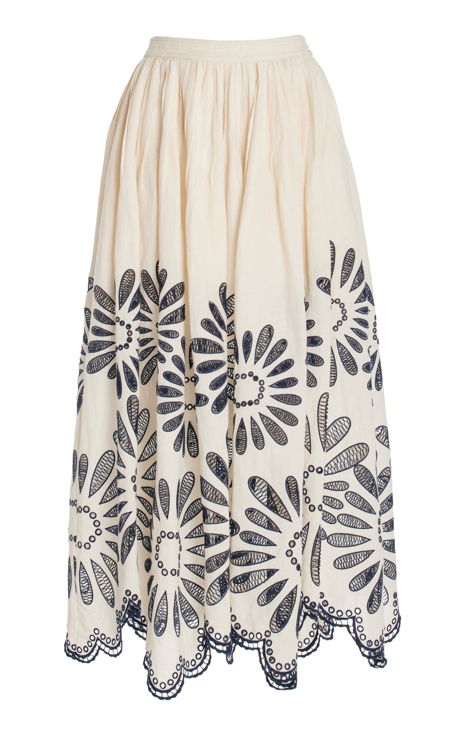 Annisa Embroidered Cotton-Linen Midi Skirt multi - 1