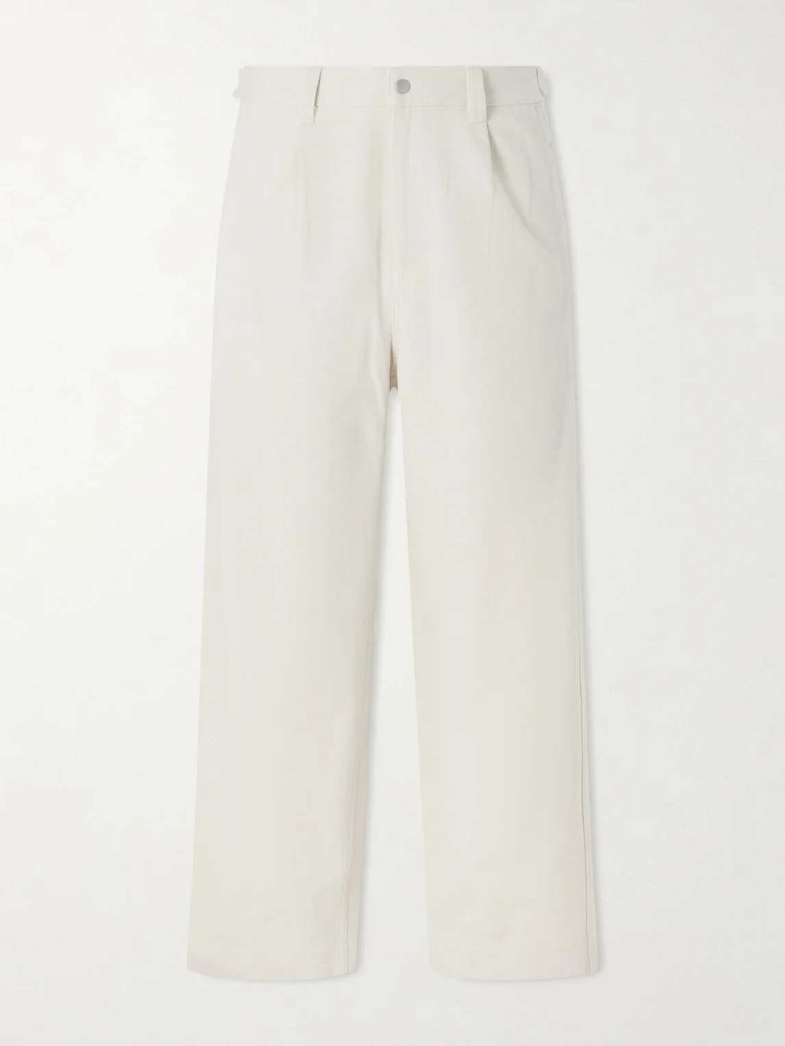 Wide-Leg Pleated Cotton-Twill Trousers - 1