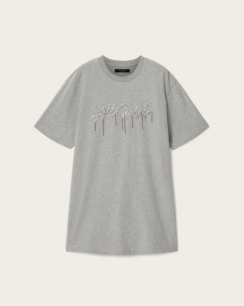 CHAINS EMBELLISHED T-SHIRT MINI DRESS 1