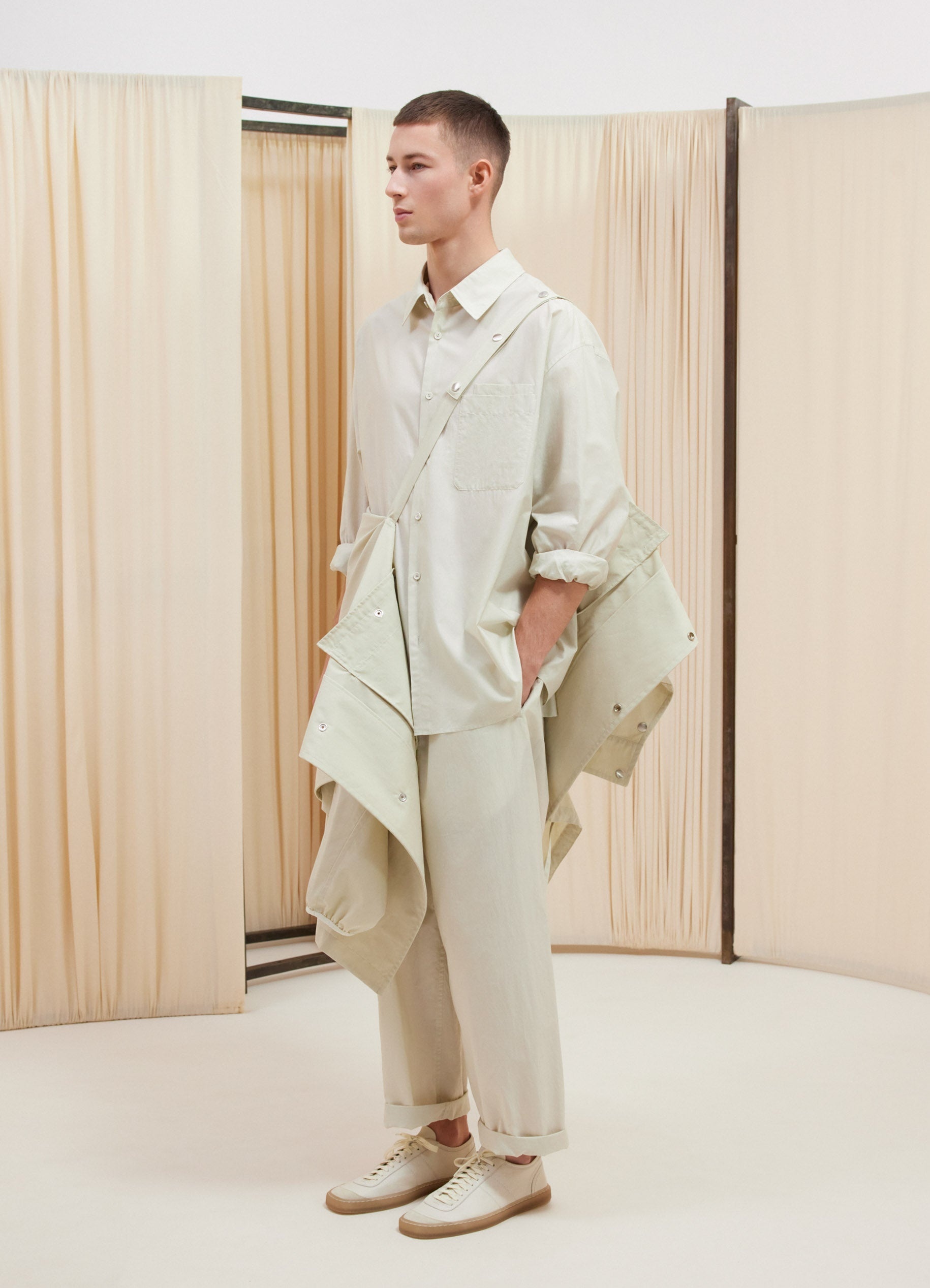 LEMAIRE ノースリーブ ダウン ジレ OW1032LF1207 WH014 Creamy White Long Shirt Dress | LEMAIRE