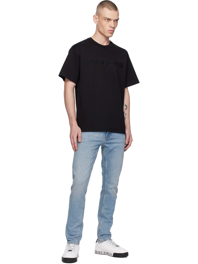 VERSACE JEANS COUTURE Black Logo Line Goth T-shirt outlook