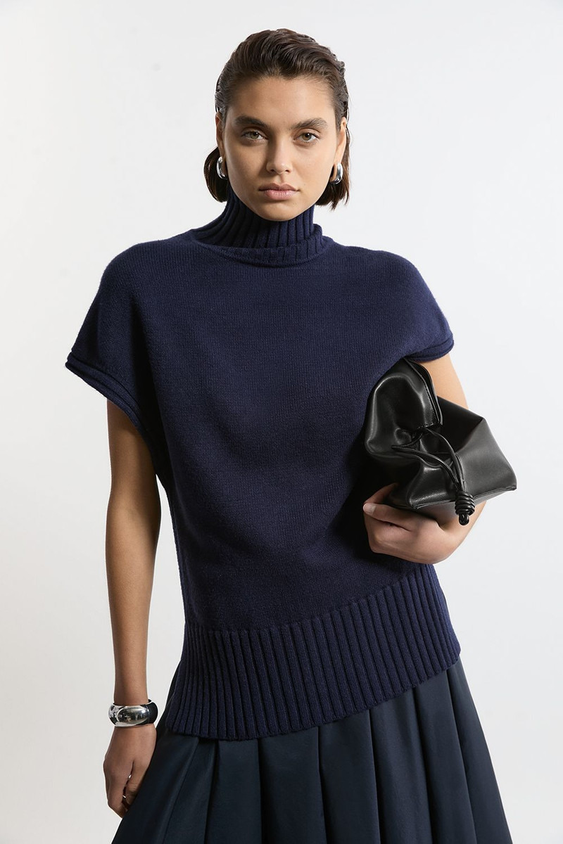 Viscose Blend High Neck Knitted Tunic 1