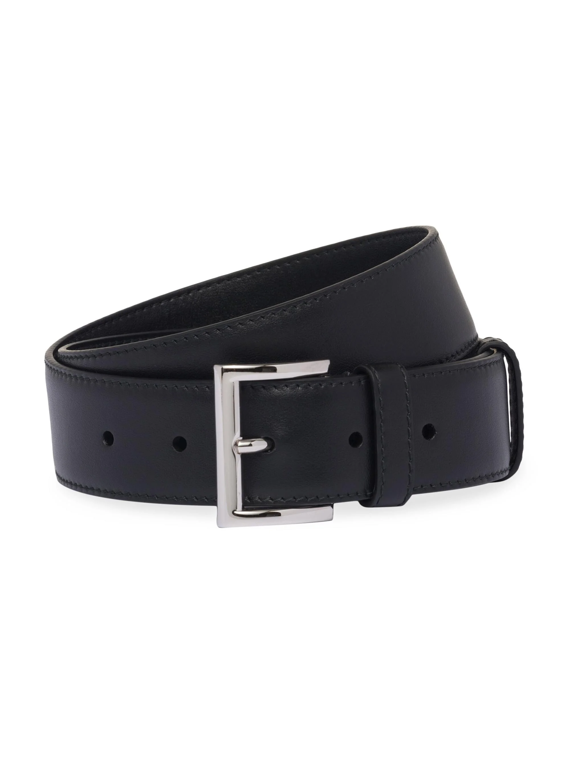 Women's Leather Belt - Black Silver - 1
