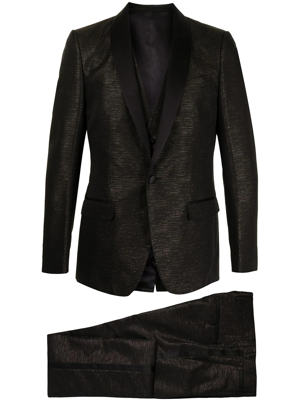 laminated-effect three-piece tuxedo - 1