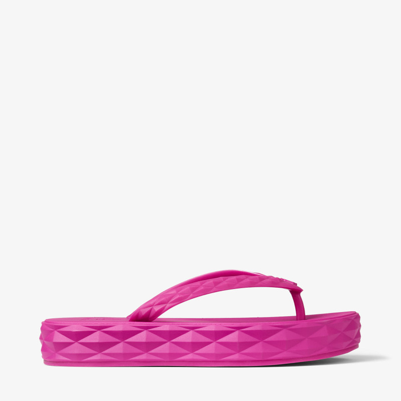 Diamond Flip Flop Fuchsia Rubber Flats 1