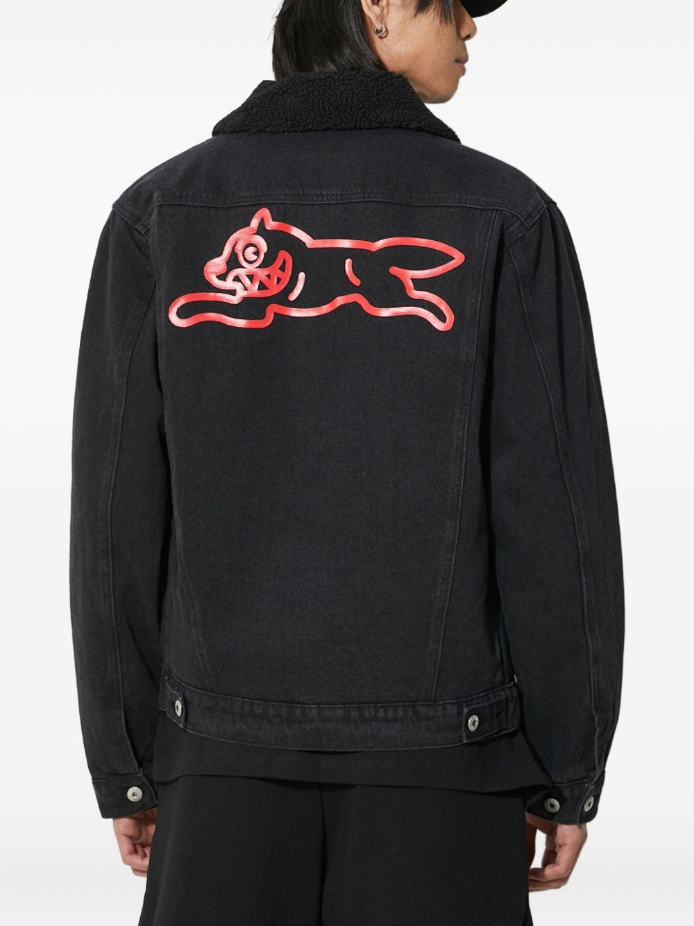 sherpa-collar denim jacket - 2