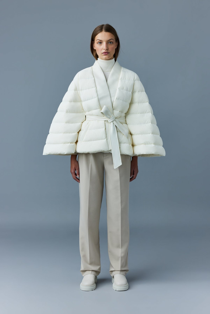 MACKAGE JULIETA down cape with sash belt outlook