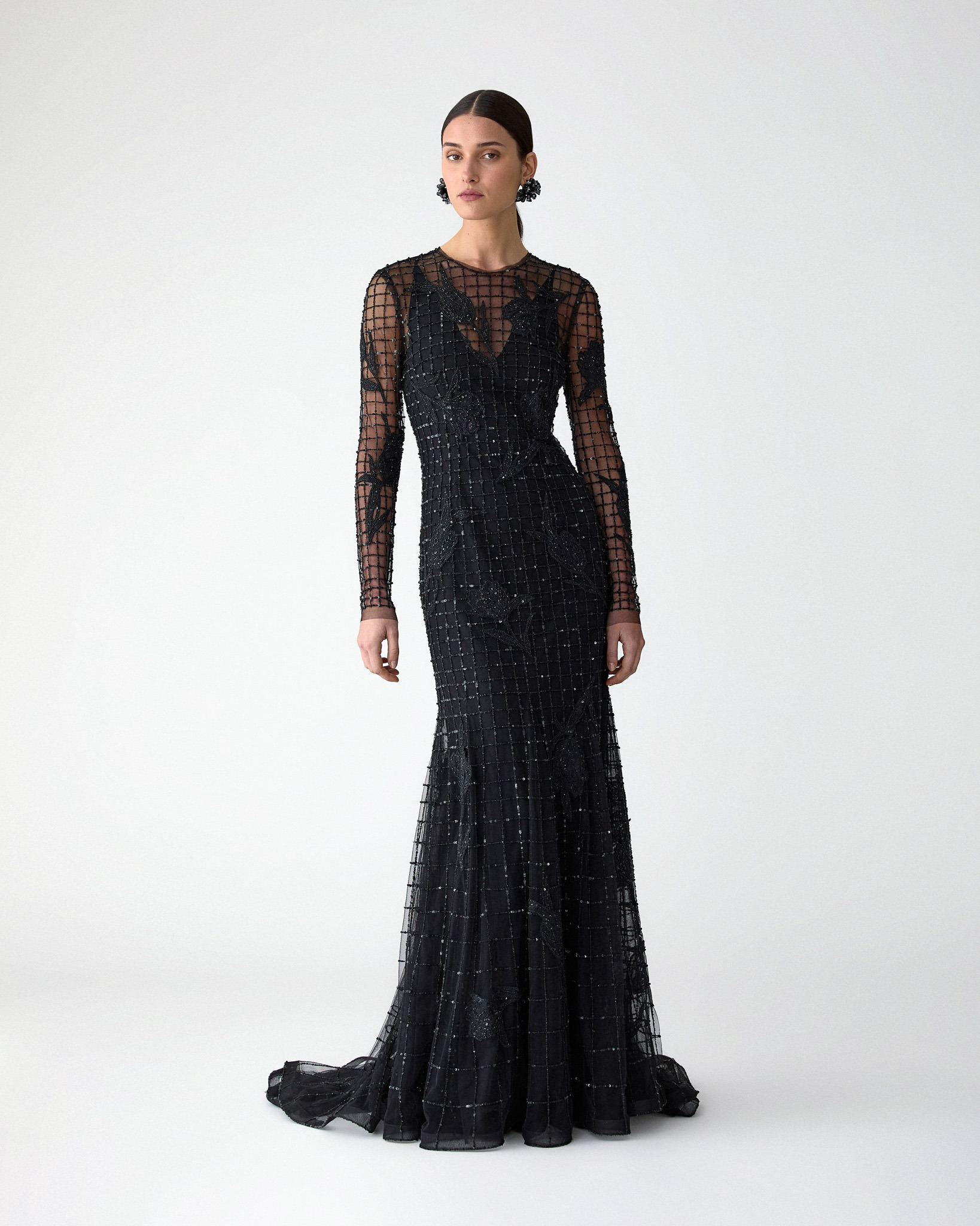 Embroidered Tulle Trumpet Gown - 2