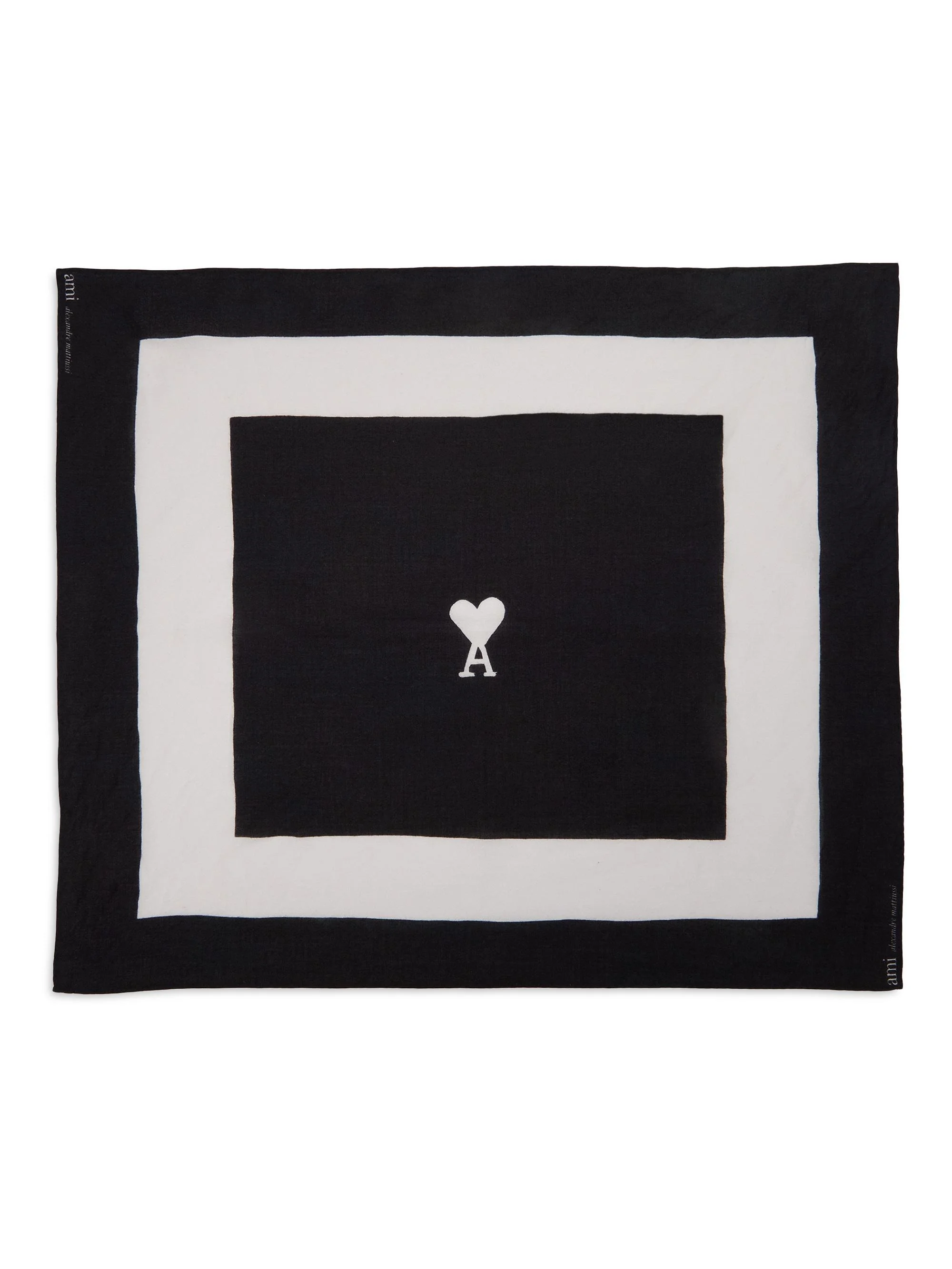 Men's Ami de Coeur Logo Printed Scarf - Noir - 1
