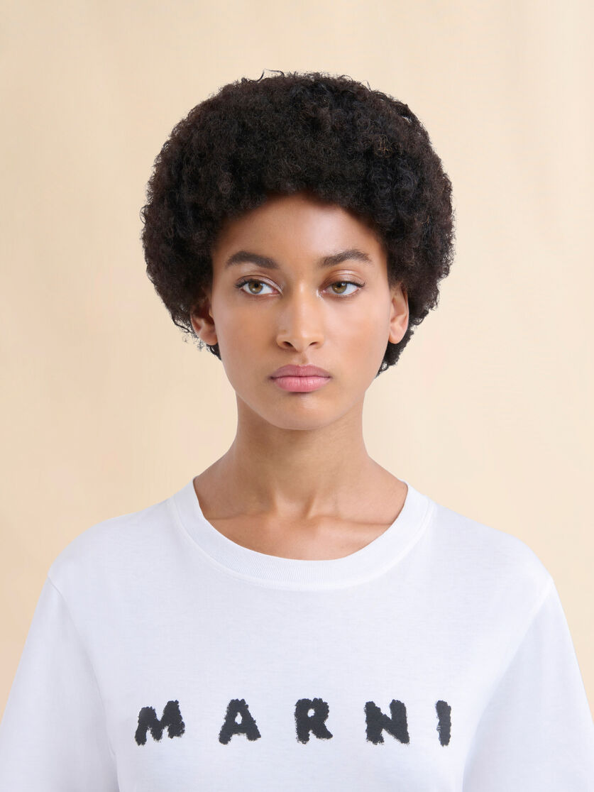 WHITE JERSEY T-SHIRT WITH MARNI SCRIBBLED LOGO - 4