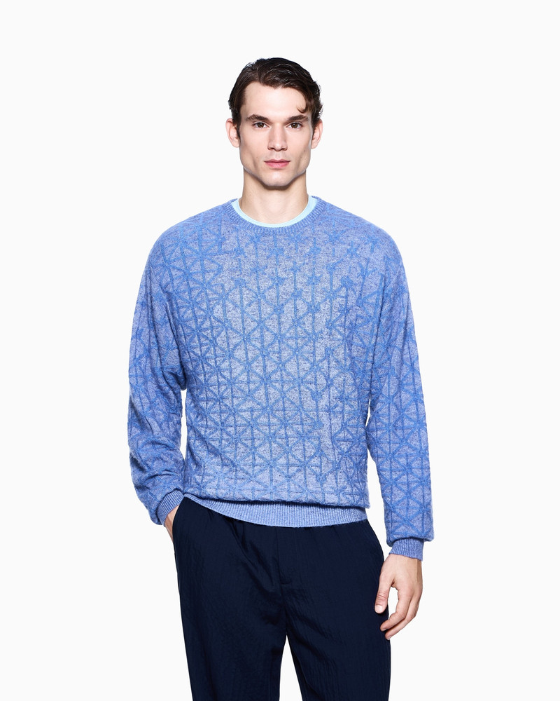 GIORGIO ARMANI CREW-NECK JUMPER IN JACQUARD VIRGIN WOOL AND CASHMERE outlook