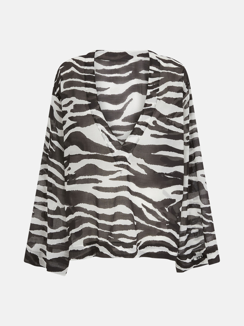 Zebra 인쇄 muslin 셔츠 1