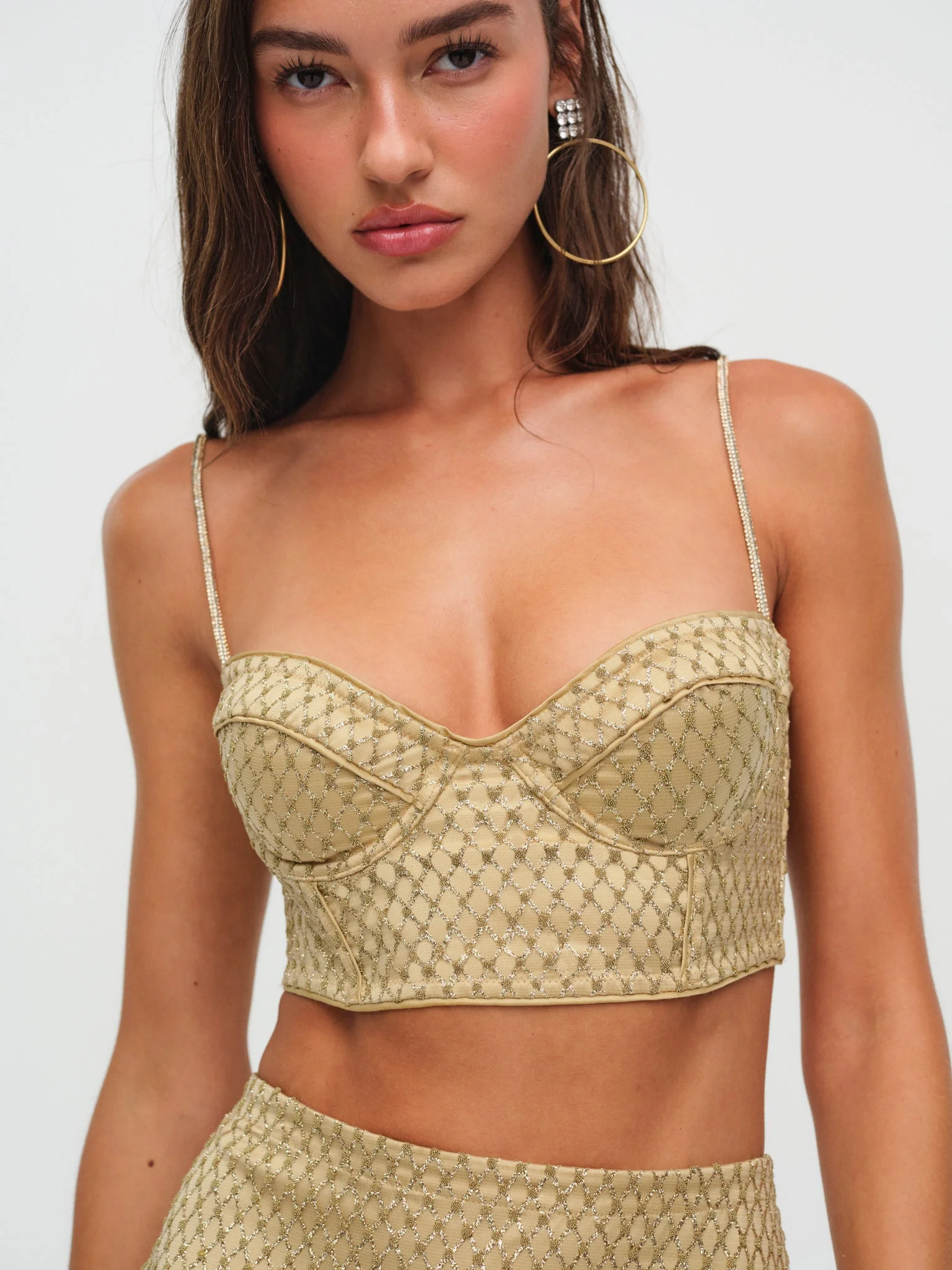 Glitter Grid Bustier Top - 1