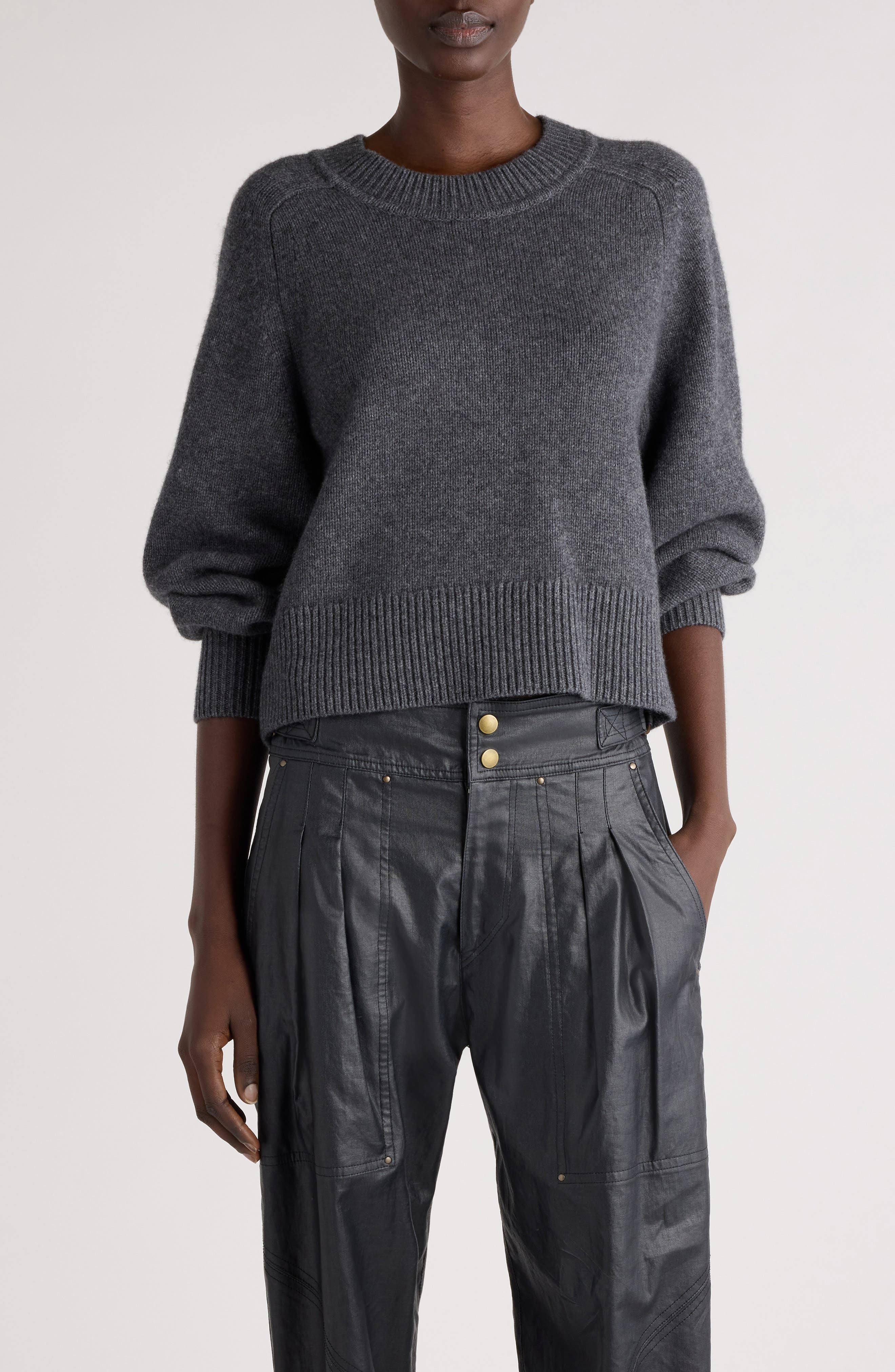 Isabel Marant Leandra Merino Wool & Cashmere Sweater in Anthracite at Nordstrom - 1
