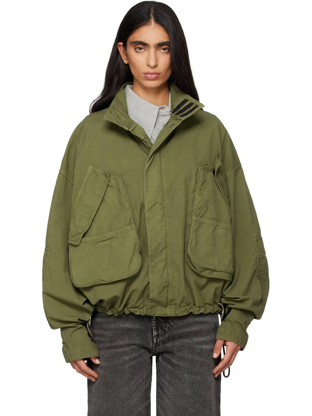 Green Overdyed Bomber Jacket - 1