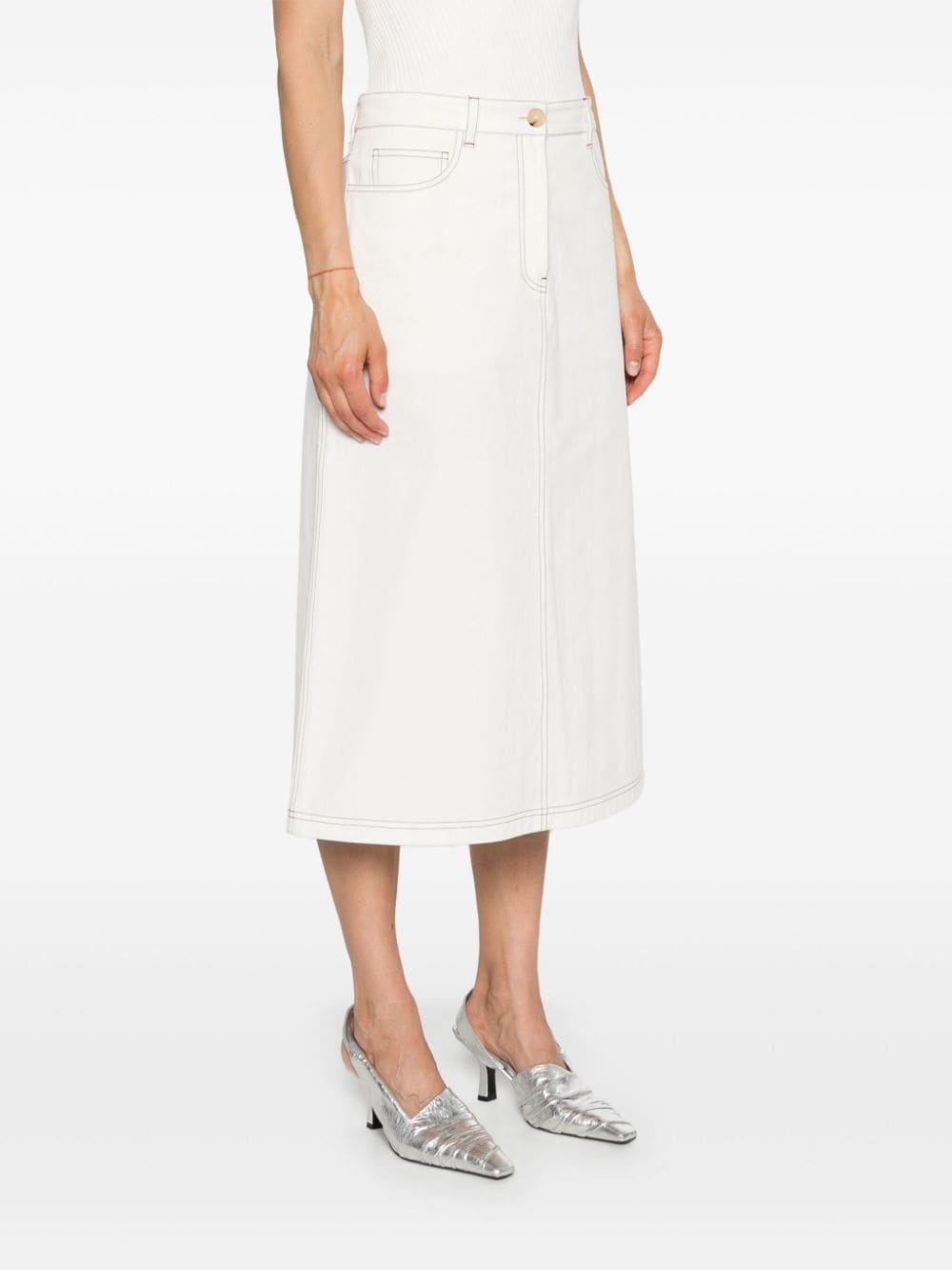 contrast-stitching midi skirt - 3