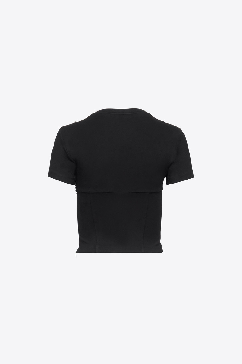 AREA Black stretch jersey t-shirt outlook
