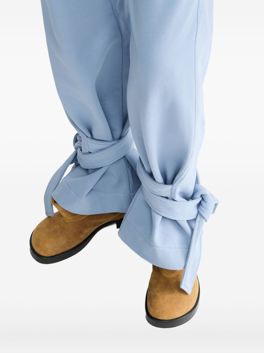 tie-fastening cotton trousers - 4