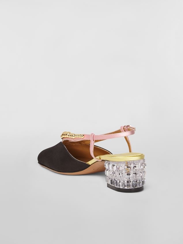 SILK SATIN PUMP WITH SCULPTED HEEL IN TRANSPARENT PLEXIGLASS - 3