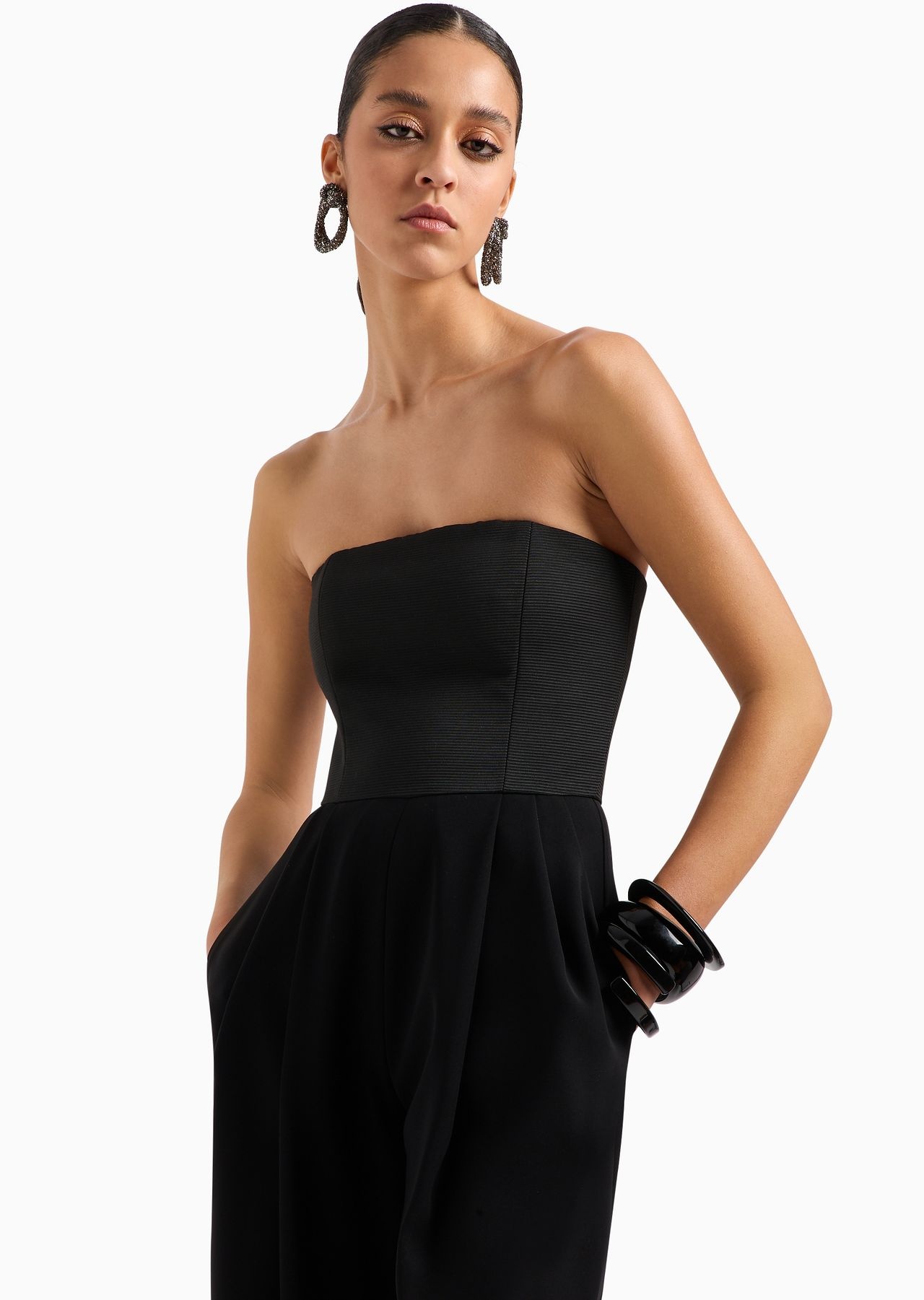 Techno cady jumpsuit with strapless bodice in ottoman fabric - 5