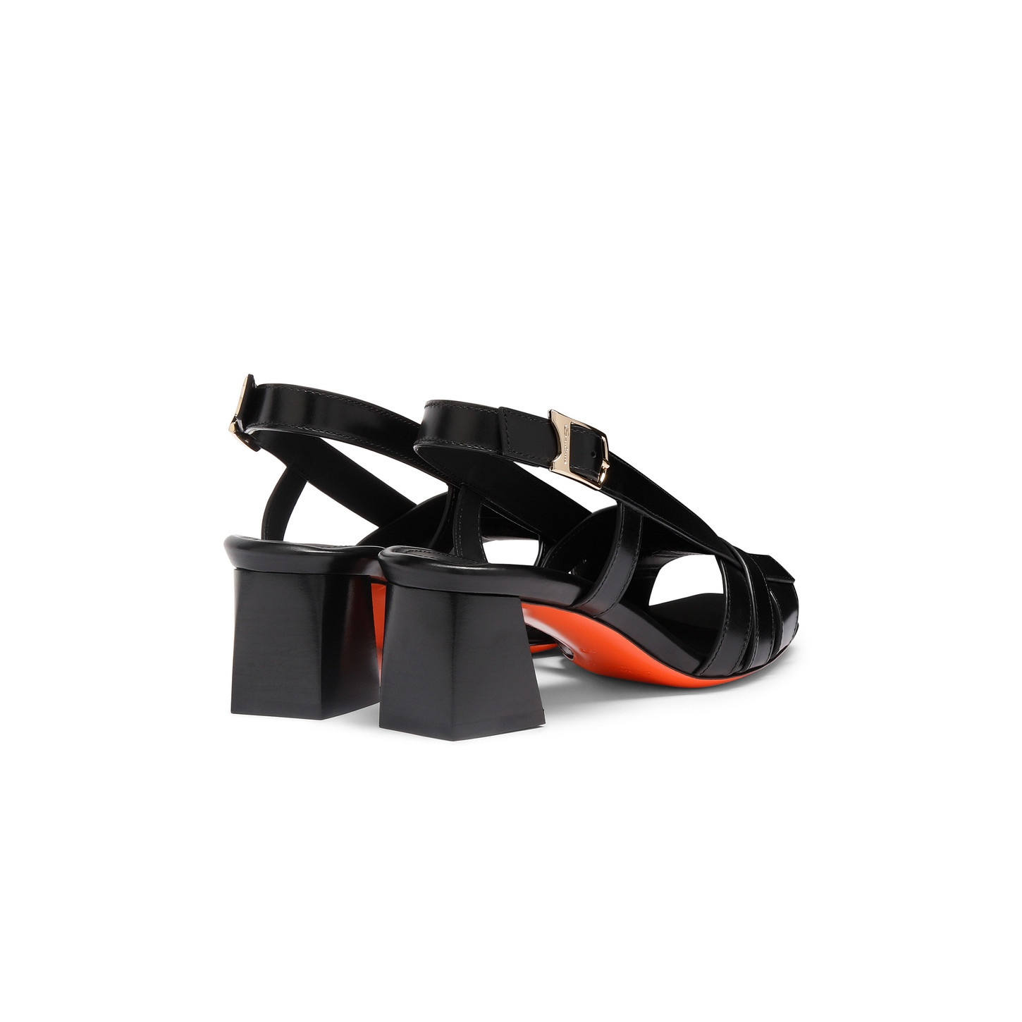 Women's black leather mid-heel Beyond sandal - 4