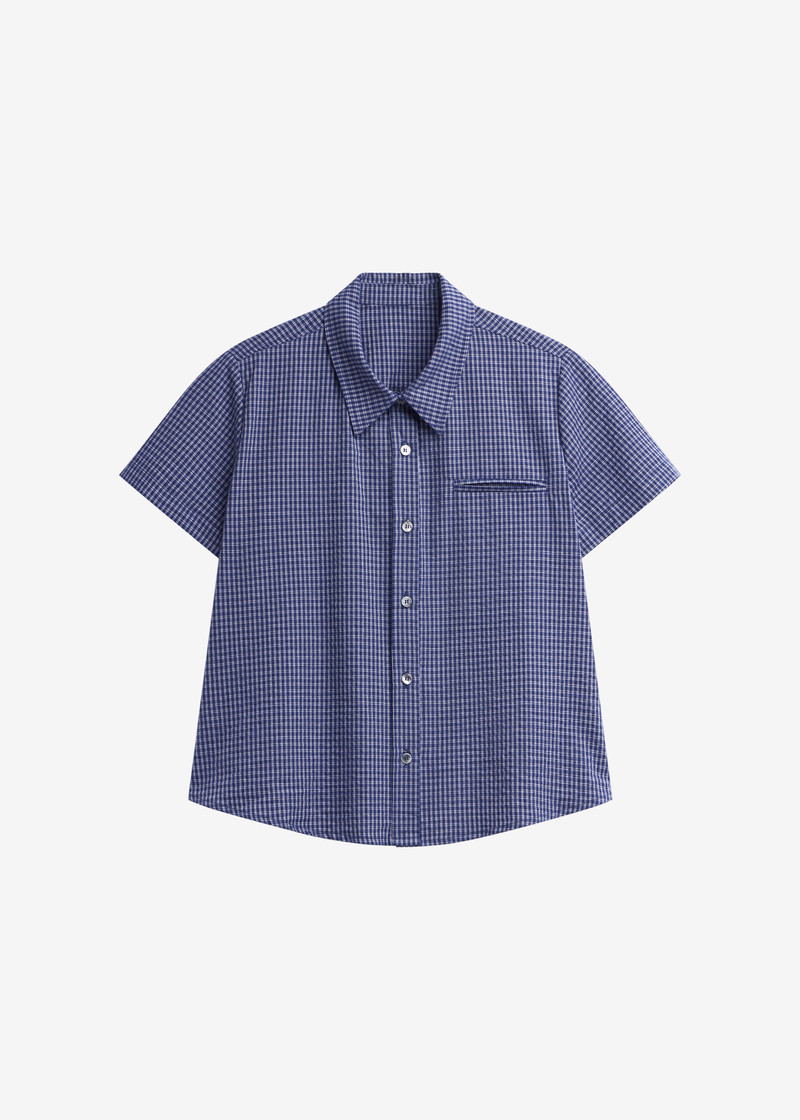 Solaro Short Sleeve Shirt - Navy Plaid 1