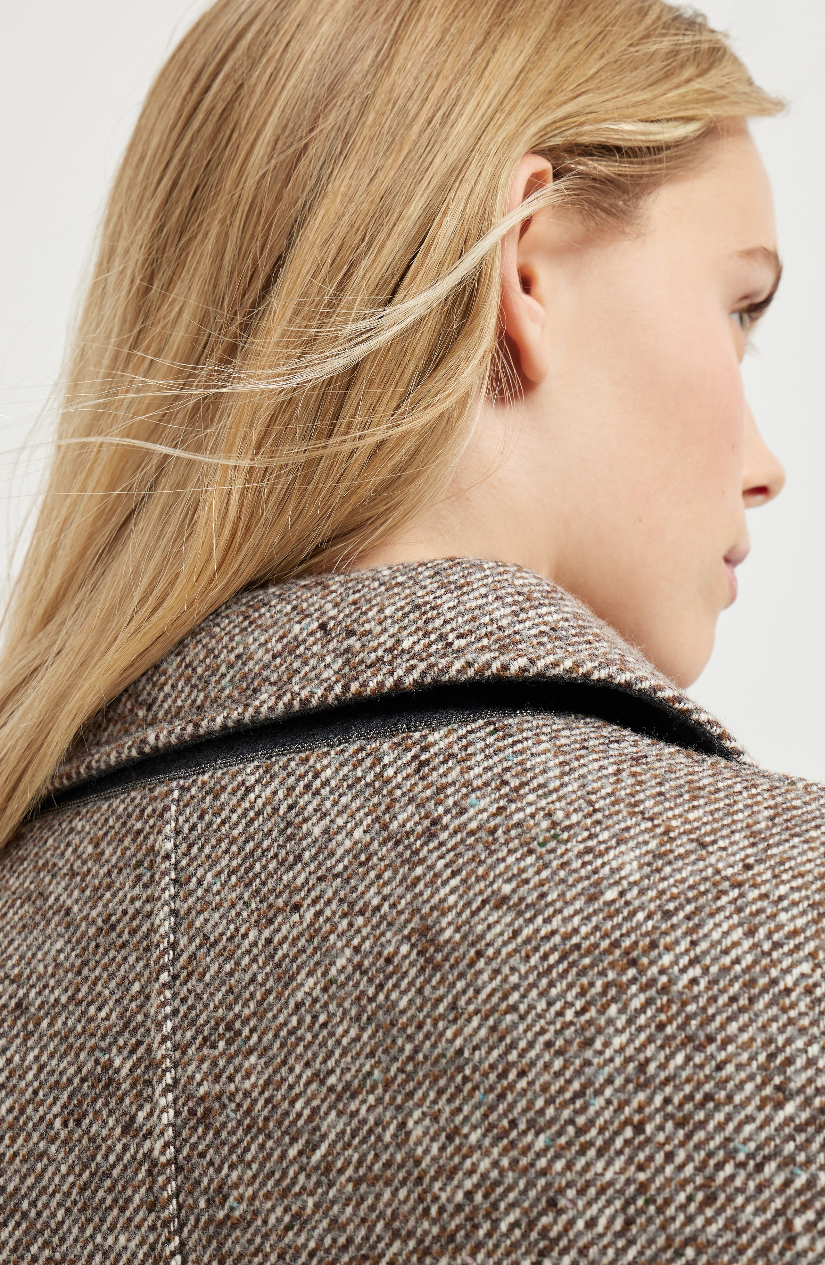 Brunello Cucinelli Mélange diagonal coat in Light Brown at Nordstrom - 4